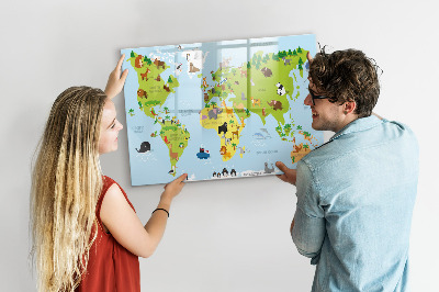 Magnetická popisovateľná tabuľa Interaktívna mapa s fotografiami a poznámkami