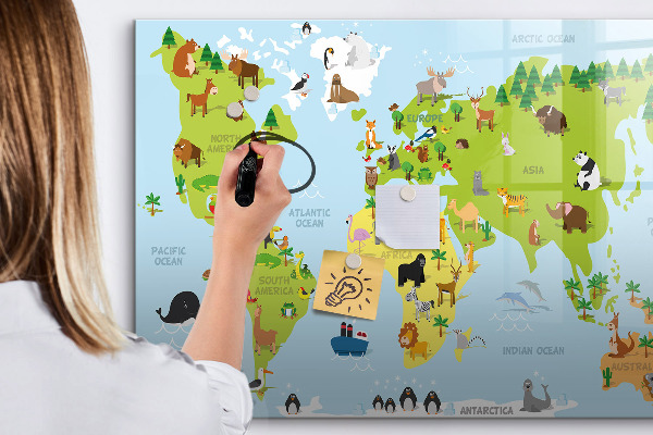 Magnetická popisovateľná tabuľa Interaktívna mapa s fotografiami a poznámkami