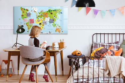 Magnetická popisovateľná tabuľa Interaktívna mapa s fotografiami a poznámkami