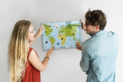 Magnetická popisovateľná tabuľa Interaktívna mapa s fotografiami a poznámkami