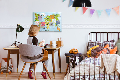Magnetická popisovateľná tabuľa Interaktívna mapa s fotografiami a poznámkami