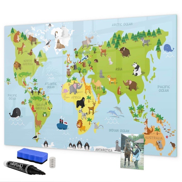 Magnetická popisovateľná tabuľa Interaktívna mapa s fotografiami a poznámkami