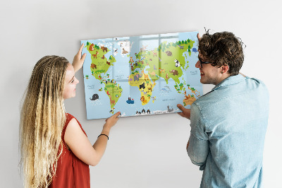 Magnetická popisovateľná tabuľa Interaktívna mapa s fotografiami a poznámkami