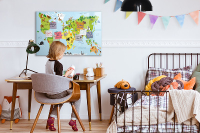 Magnetická popisovateľná tabuľa Interaktívna mapa s fotografiami a poznámkami