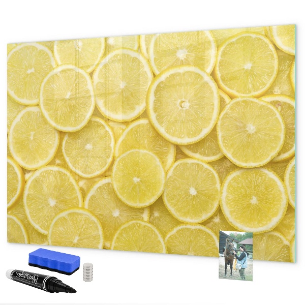 Kresliaca magnetická tabuľa Citrónový motív s fotografiami a doplnkami
