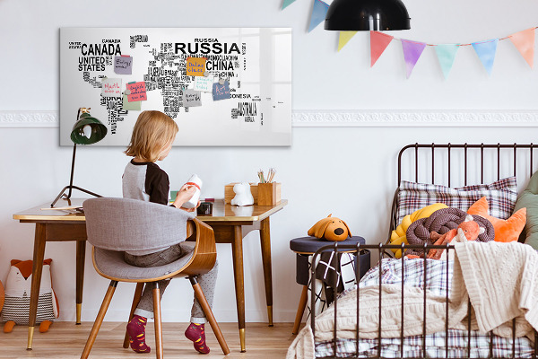 Kresliaca magnetická tabuľa Mapa sveta s miestami a fotografiami