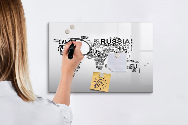 Kresliaca magnetická tabuľa Mapa sveta s miestami a fotografiami
