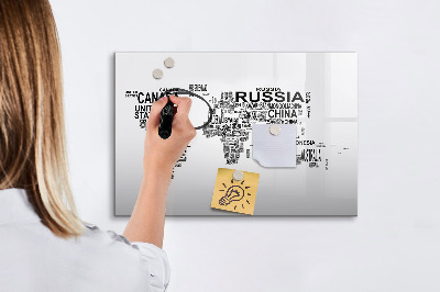 Kresliaca magnetická tabuľa Mapa sveta s miestami a fotografiami