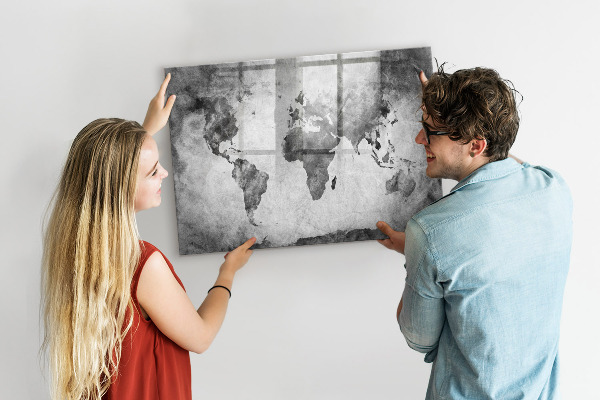 Magnetická popisovateľná tabuľa Mapa sveta s osobnými fotografiami