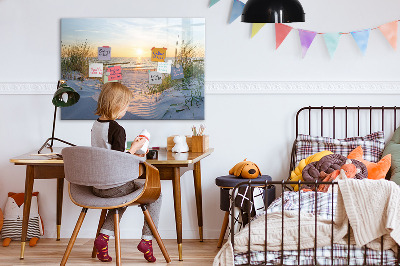 Magnetická popisovateľná tabuľa Pláž a spomienky na fotografiách
