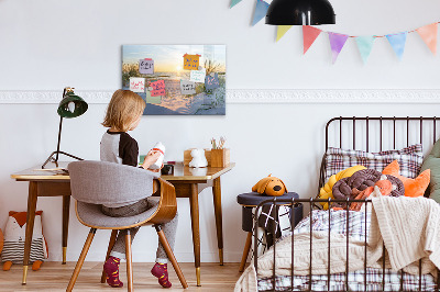 Magnetická popisovateľná tabuľa Pláž a spomienky na fotografiách