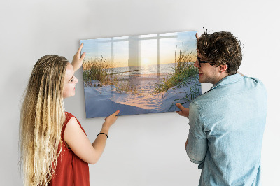 Magnetická popisovateľná tabuľa Pláž a spomienky na fotografiách