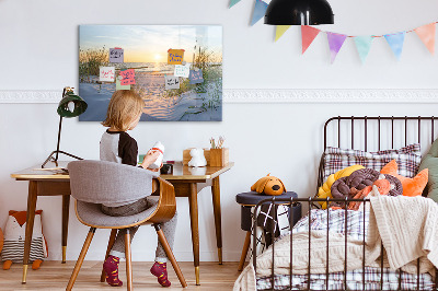 Magnetická popisovateľná tabuľa Pláž a spomienky na fotografiách
