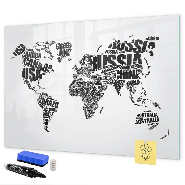 Kresliaca magnetická tabuľa Mapa sveta s osobnými spomienkami
