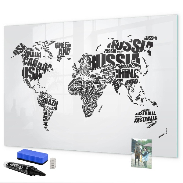 Kresliaca magnetická tabuľa Mapa sveta s osobnými spomienkami