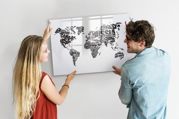 Kresliaca magnetická tabuľa Mapa sveta s osobnými spomienkami