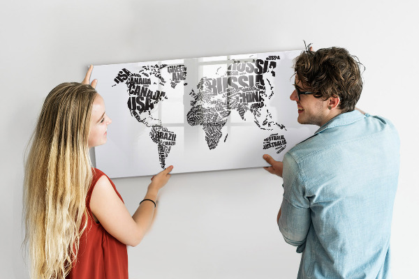Kresliaca magnetická tabuľa Mapa sveta s osobnými spomienkami
