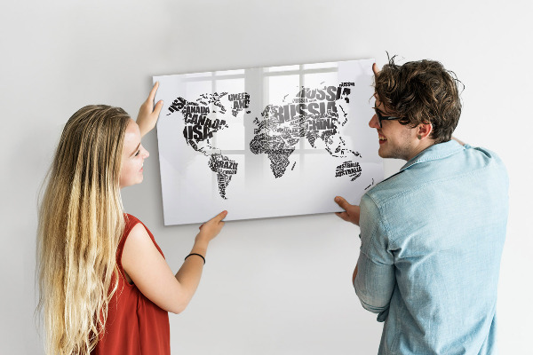 Kresliaca magnetická tabuľa Mapa sveta s osobnými spomienkami