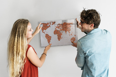 Magnetická popisovateľná tabuľa Mapa sveta s osobnými spomienkami