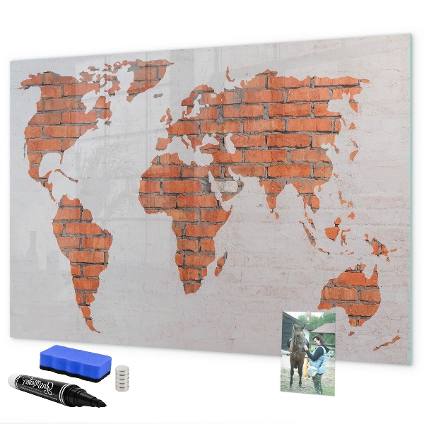 Magnetická popisovateľná tabuľa Mapa sveta s osobnými spomienkami