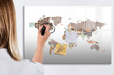 Kresliaca magnetická tabuľa Mapa sveta s miestami fotenia