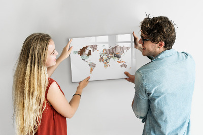 Kresliaca magnetická tabuľa Mapa sveta s miestami fotenia