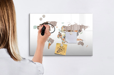 Kresliaca magnetická tabuľa Mapa sveta s miestami fotenia