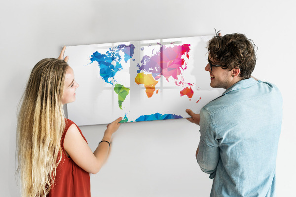 Magnetická popisovateľná tabuľa Farebná mapa na fotografie a poznámky