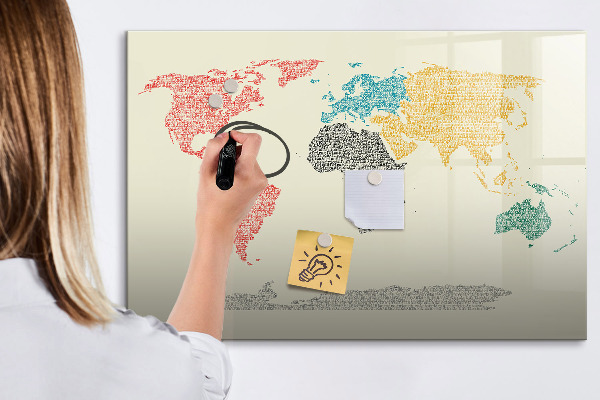 Magnetická popisovateľná tabuľa Mapa sveta s miestami a fotografiami