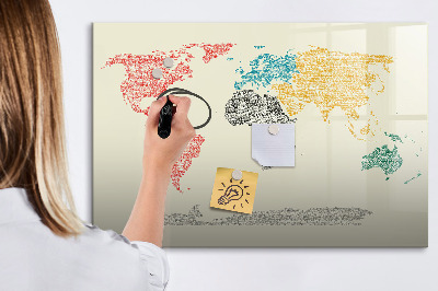 Magnetická popisovateľná tabuľa Mapa sveta s miestami a fotografiami