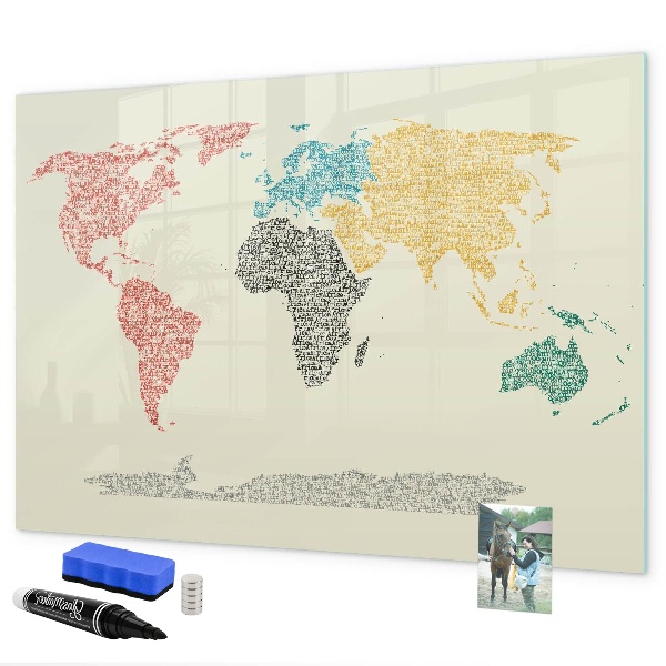 Magnetická popisovateľná tabuľa Mapa sveta s miestami a fotografiami