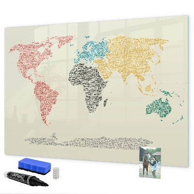 Magnetická popisovateľná tabuľa Mapa sveta s miestami a fotografiami