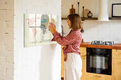 Magnetická popisovateľná tabuľa Mapa sveta s miestami a fotografiami