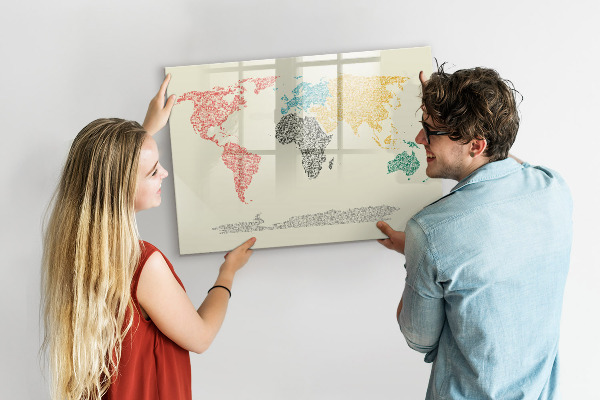 Magnetická popisovateľná tabuľa Mapa sveta s miestami a fotografiami