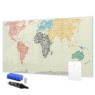 Magnetická popisovateľná tabuľa Mapa sveta s miestami a fotografiami