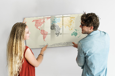 Magnetická popisovateľná tabuľa Mapa sveta s miestami a fotografiami