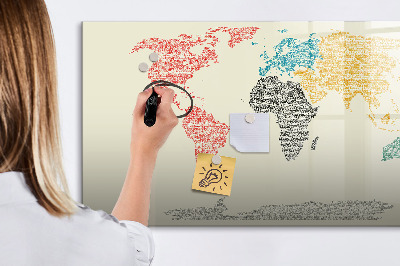 Magnetická popisovateľná tabuľa Mapa sveta s miestami a fotografiami