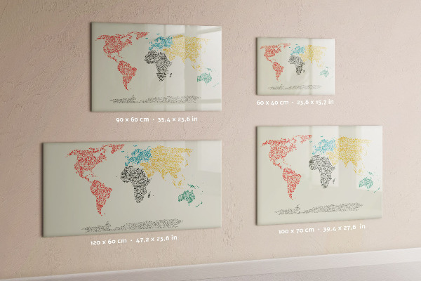 Magnetická popisovateľná tabuľa Mapa sveta s miestami a fotografiami