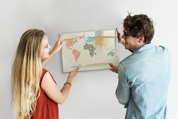 Magnetická popisovateľná tabuľa Mapa sveta s miestami a fotografiami