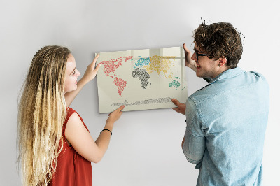 Magnetická popisovateľná tabuľa Mapa sveta s miestami a fotografiami