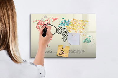 Magnetická popisovateľná tabuľa Mapa sveta s miestami a fotografiami