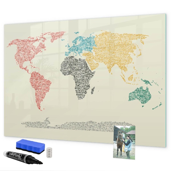 Magnetická popisovateľná tabuľa Mapa sveta s miestami a fotografiami