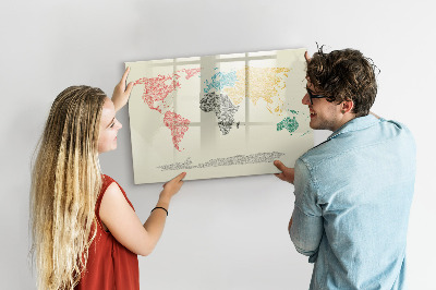 Magnetická popisovateľná tabuľa Mapa sveta s miestami a fotografiami