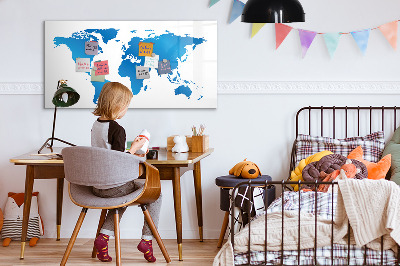 Magnetická popisovateľná tabuľa Mapa sveta s miestami fotenia
