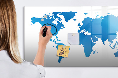 Magnetická popisovateľná tabuľa Mapa sveta s miestami fotenia