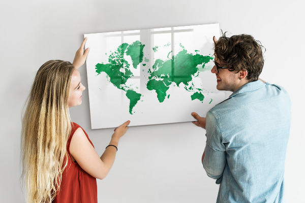 Magnetická popisovateľná tabuľa Interaktívna mapa pre spomienky na cesty