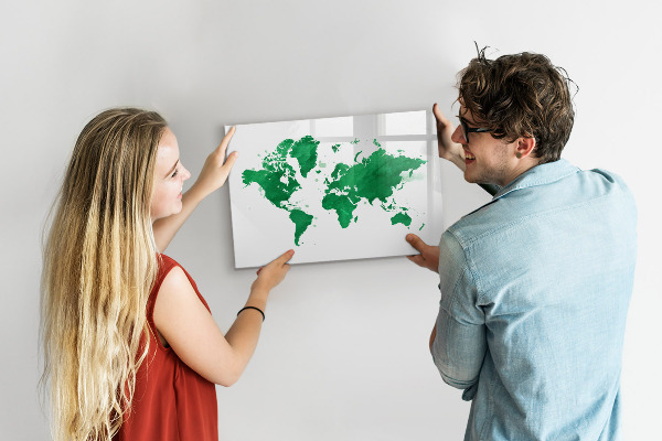Magnetická popisovateľná tabuľa Interaktívna mapa pre spomienky na cesty