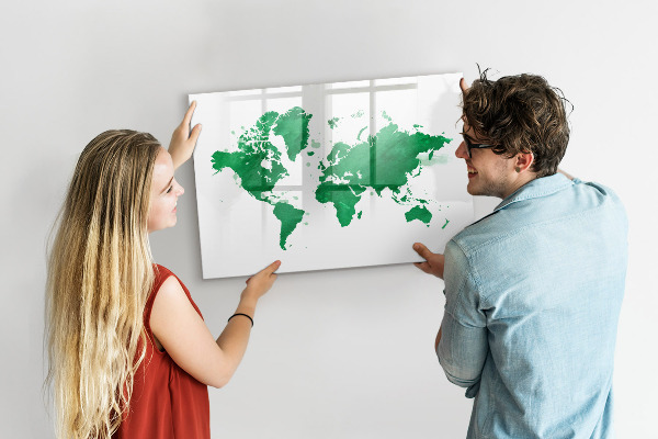 Magnetická popisovateľná tabuľa Interaktívna mapa pre spomienky na cesty