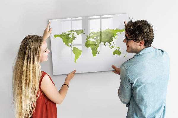 Kresliaca magnetická tabuľa Mapa sveta s miestami fotenia