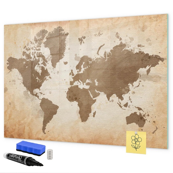 Magnetická popisovateľná tabuľa Mapa sveta s miestami fotenia
